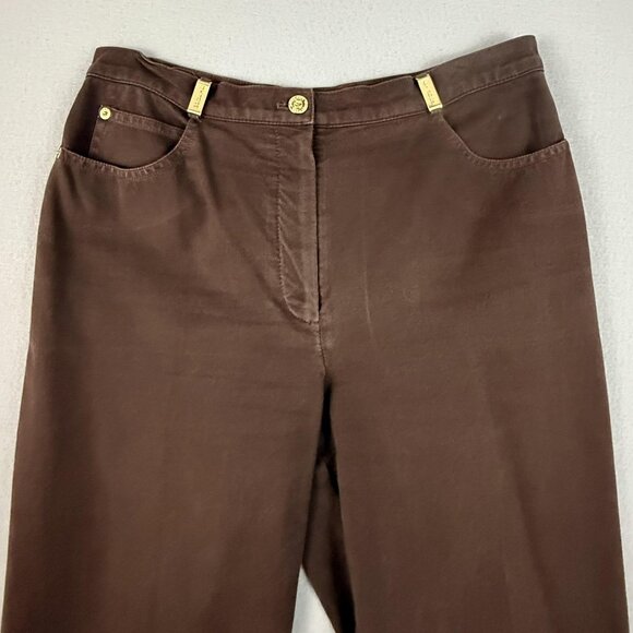 St. John Sport Jeans Women's 10 Brown Straight Leg Five Pocket High Rise - Picture 4 of 15